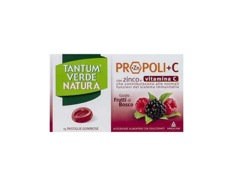 Angelini Tantum Verde Natura Propoli+C Berry Flavored Supplement 15 Tablets