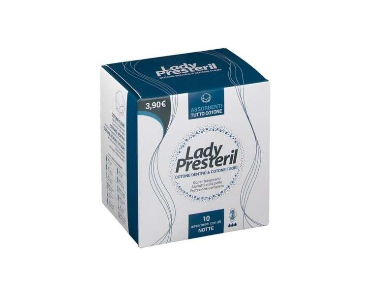 Lady Presteril Cotton 10 Absorbents with Night Wings