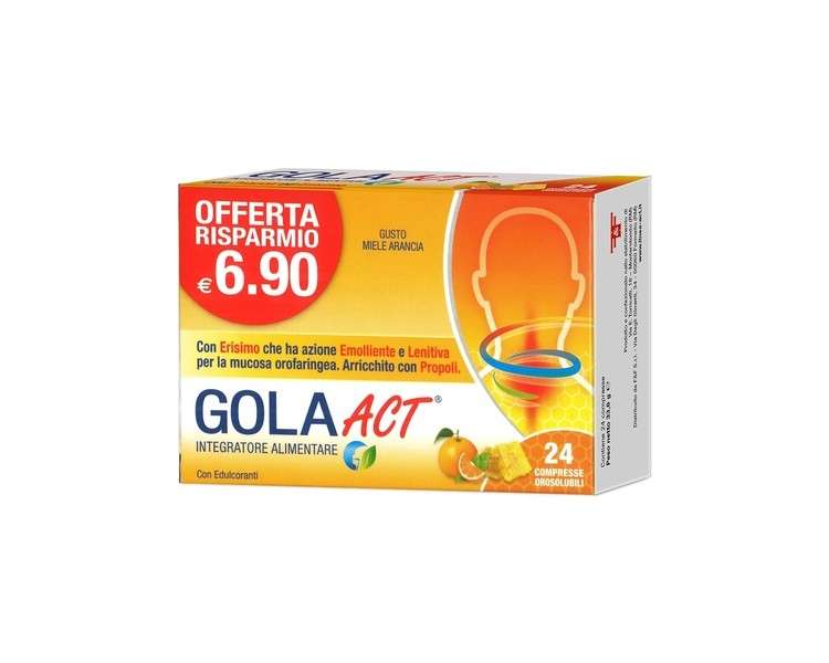 Linea Act Gola Act Dietary Supplement Honey and Orange Flavor 24 Tablets