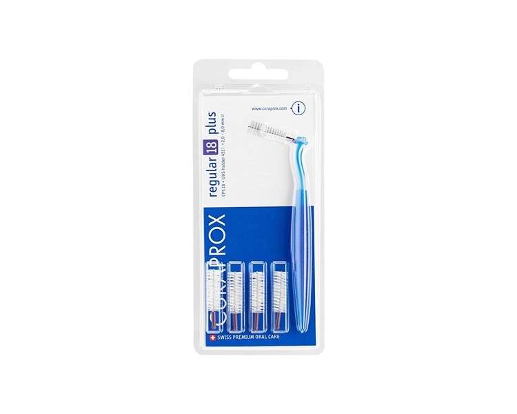 Curaprox Interdental Brushes CPS 18 Regular Plus Violet 2mm Diameter 8mm Effectiveness Set of 5 Interdental Brushes and Holder