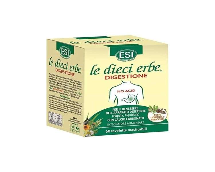 ESI Le Dieci Erbe Digestive No Acid Integrator 60 Capsules