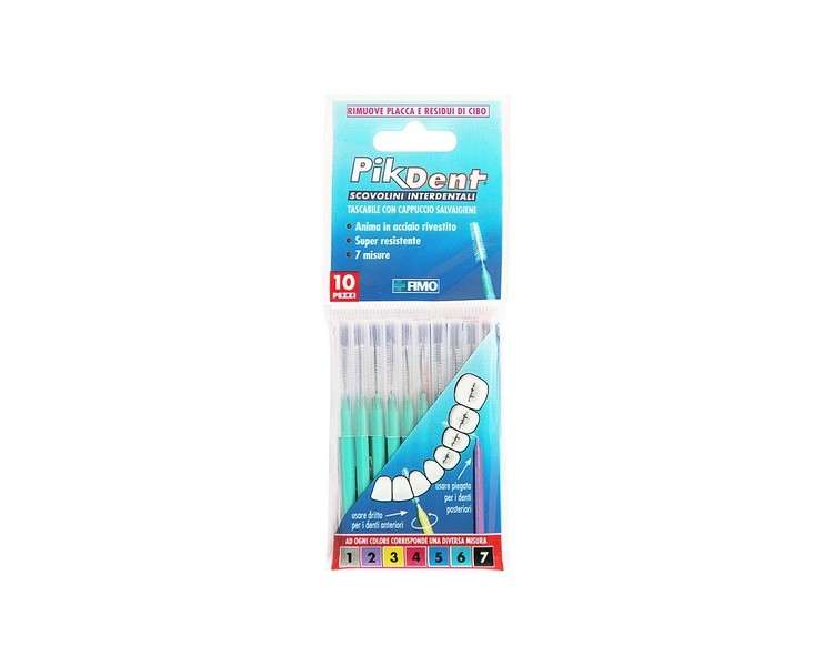 Pikdent Interdental Brushes with Coated Steel Core and Tynice Bristles Size 6 Green 1.0mm Tapered - Pack of 10