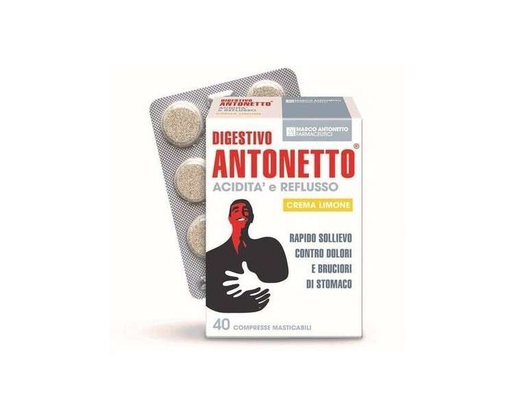 Antonetto Acid E Acid Reflux Digestive Tract 40 Tablets Lemon