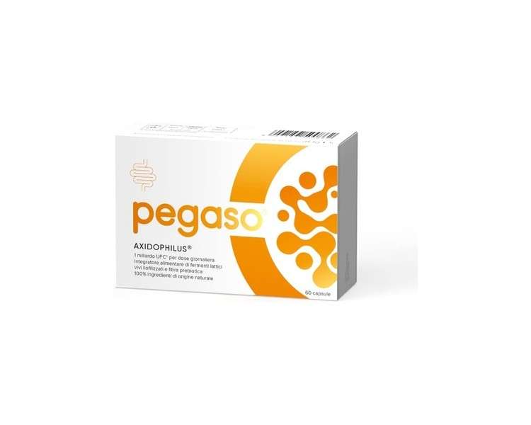 Pegaso Axidophilus Dietary Supplement with Lyophilized Milk Ferments and Prebiotic Fibers 60 Capsules