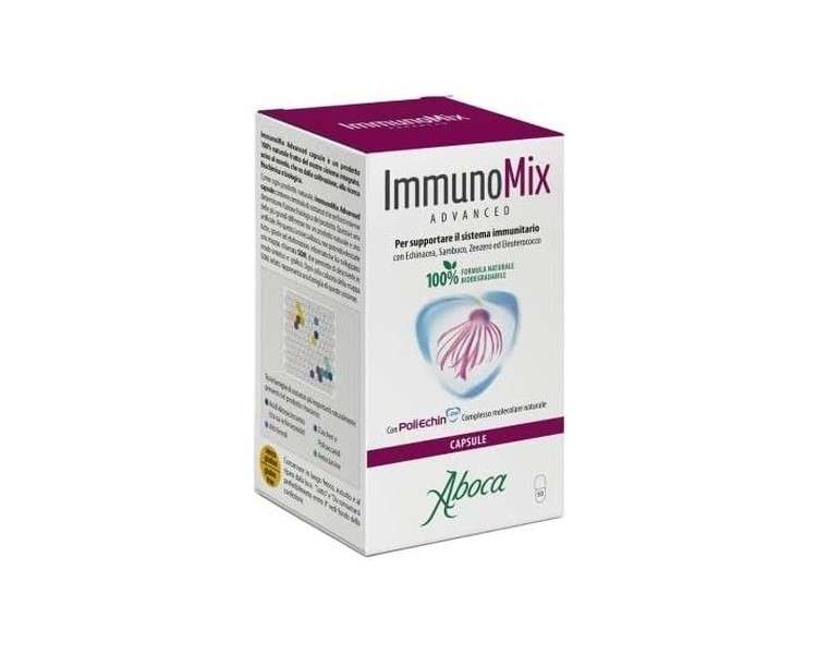 Aboca Immunomix Advanced 50 Capsules - Immune System Support Supplement with Echinacea, Elderberry, Ginger, and Eleutherococcus