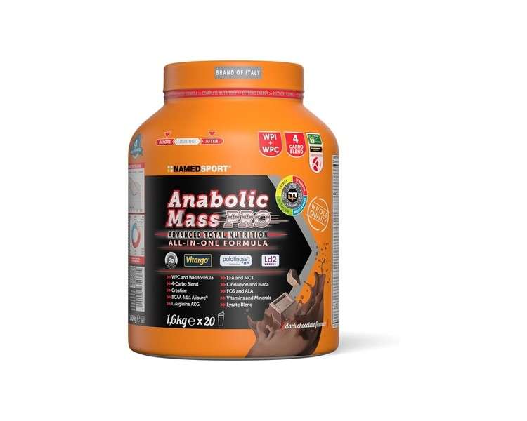 NAMEDSPORT Anabolic Mass Pro Chocolate Flavored Protein Powder for Muscle Growth and Maintenance 1.6kg