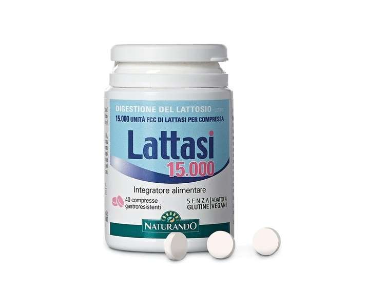 Naturando Srl Lattasi 15000 Gastro Resistant 40 Tablets Lactose Digestin Supplement 80g