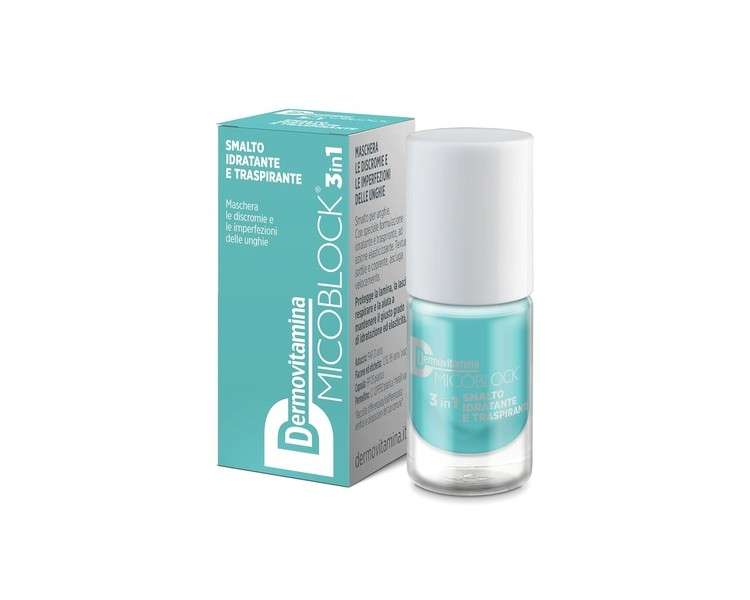 Dermovitamina Micoblock 3 in 1 Moisturizing Breathable Nail Polish Turquoise Color 5ml