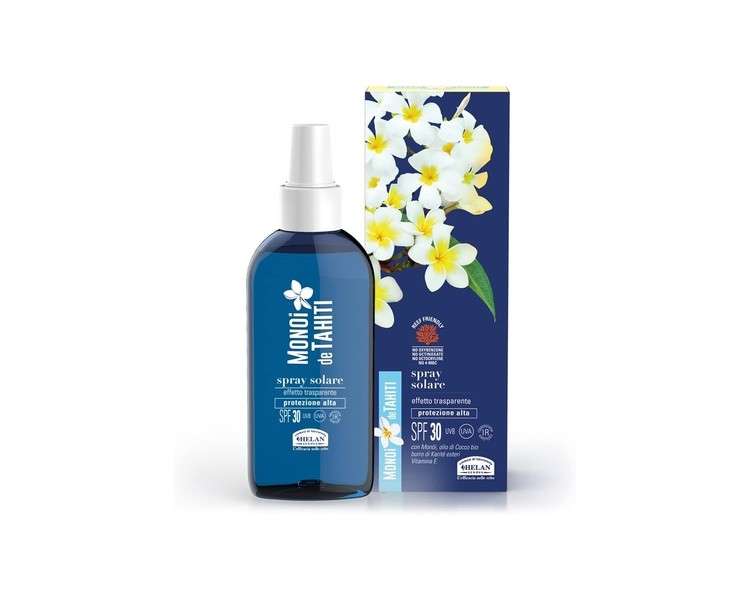 Helan Monoï de Tahiti Sunscreen Spray 30 Body Transparent with Coconut Oil, Pure Shea Butter Esters and Vitamin E 150ml