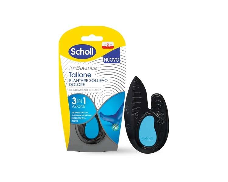 Scholl in-Balance Cushioning Pain Relief Insoles for Heel, Heel Pain, Achilles Tendon, Size M, Unisex Blue M