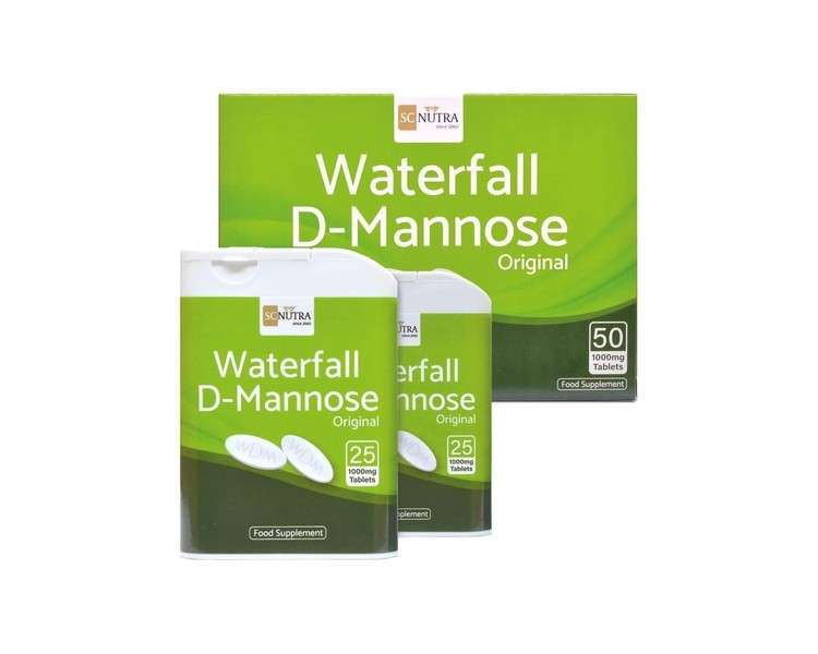 D-Mannose Tablets 1000mg Waterfall D-Mannose sourced Naturally from Birch High Purity Suitable for Vegetarians & Vegans