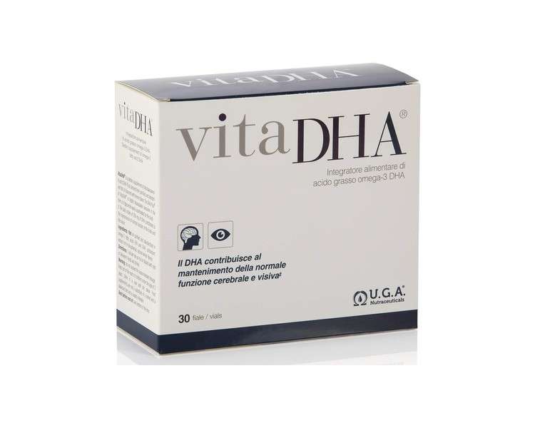 U.G.A. NUTRACEUTICALS VitaDHA Omega-3 Liquid Supplement 30 Monodose Vials 6.5ml - Pack of 6