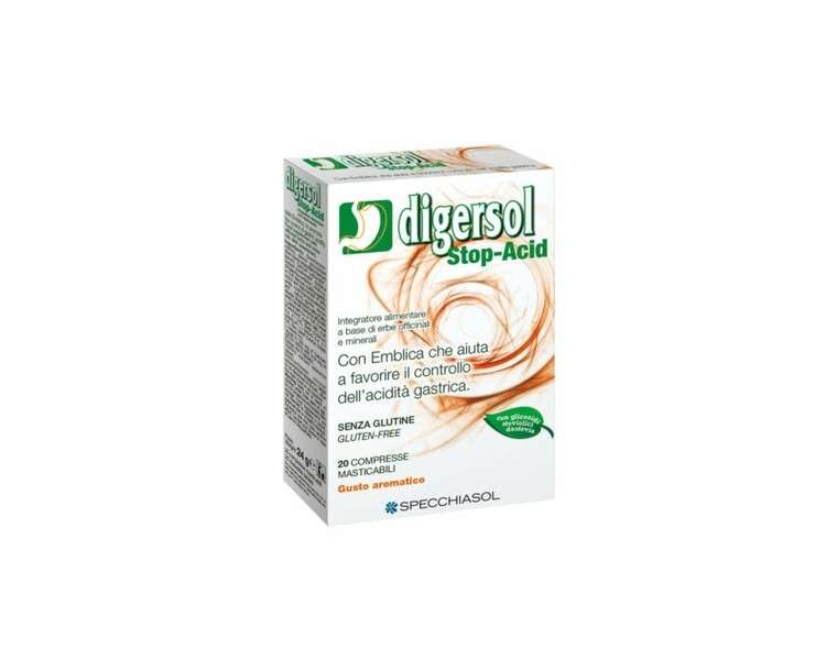 Specchiasol Digersol Stop-Acid Dietary Supplement 20 Tablets