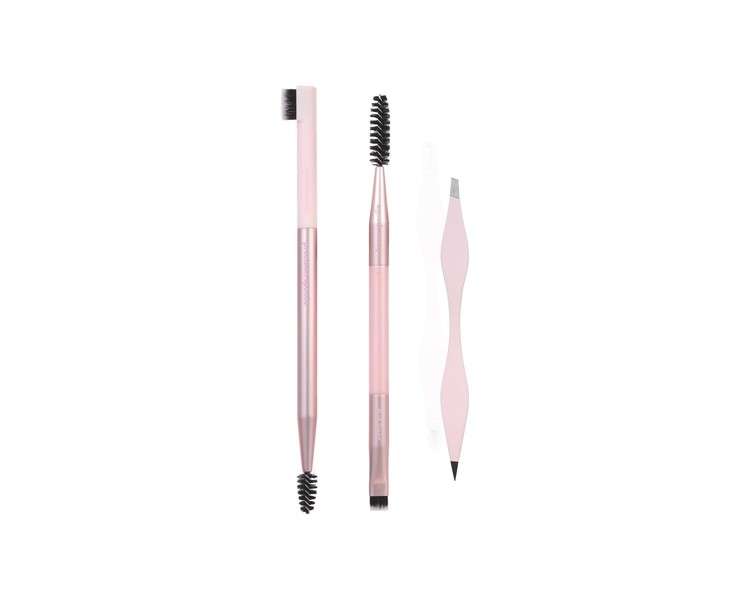 Real Techniques Brow Shaping Set Spoolie Brow Brushes Tweezers Dual-Ended Eyebrow Tools 3 Piece Set