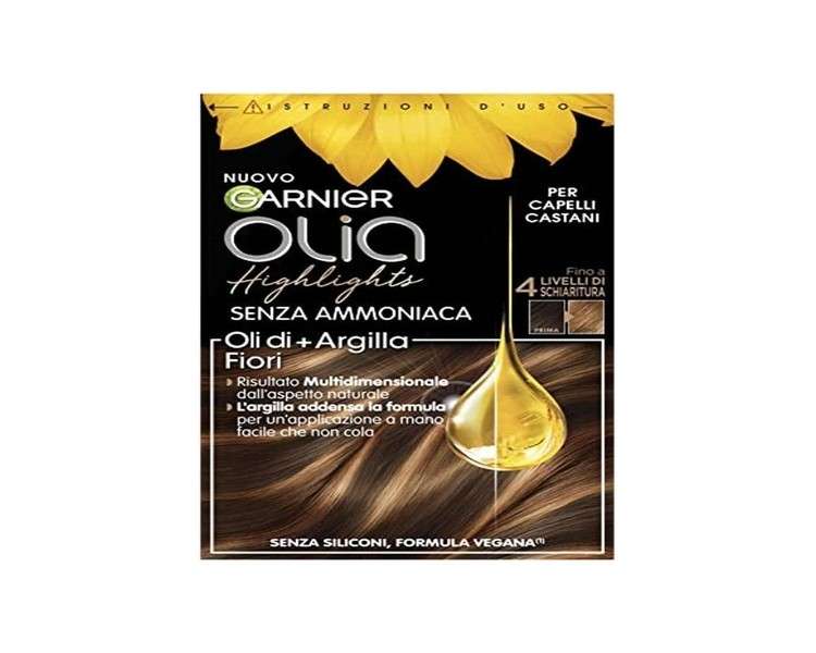 Garnier Olia Highlights Up to 4 Levels Lightening for Brown Hair Formula with Flower Oils + Tone Vegan Formula Ammonia-Free Lightening Brown Hair