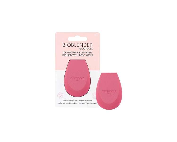 EcoTools Rose Water Bioblender Compostable Makeup Blending Sponge for Liquid and Cream Foundation Pink 1 Count