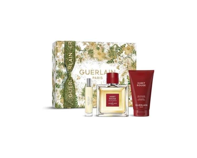 Guerlain Habit Rouge Gift Set EDT 100ml & 10ml Shower Gel 75ml