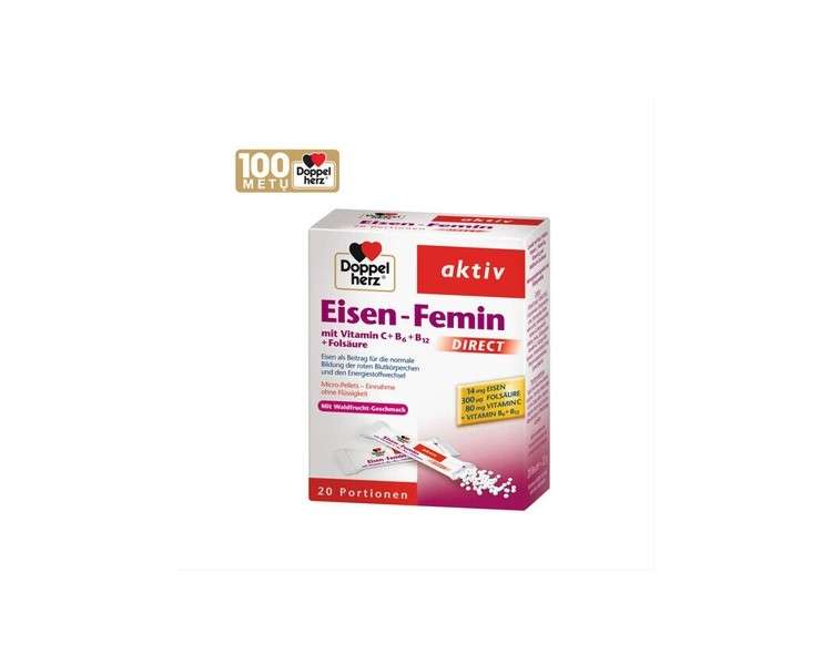 Doppelherz Active Iron-Femin Direct Vitamin C B6 B12 20 Microgranule Packets