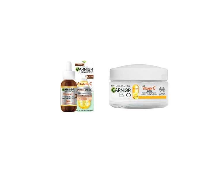 Garnier Night Serum with Vitamin C for Dark Spots and Tired Skin & Day Cream with Vitamin C for Radiant Skin