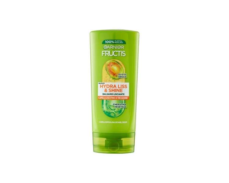 Garnier Fructis Hair Conditioner for Frizzy, Shiny Hair with Argan Oil and Plant Keratin Hydra Liss & Shine 200ml