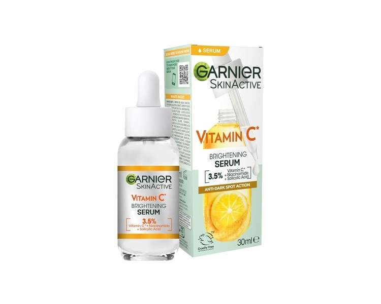 Garnier Vitamin C Serum for Face Anti-Dark Spots and Brightening Serum 3.5% Vitamin C Niacinamide Salicylic Acid and Lemon Extract 30ml