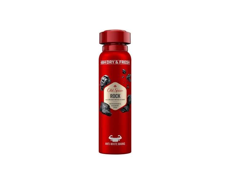 Old Spice Rock Antiperspirant & Deodorant Body Spray for Men 48h Fresh and Dry Feeling No White Residue 150ml