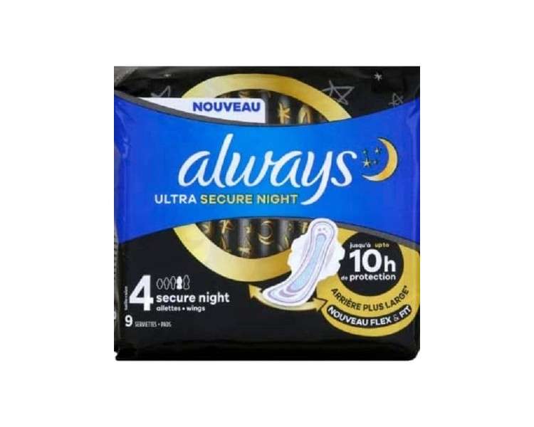 Always Ultra Secure Night 9 Sanitary Napkins Size 4