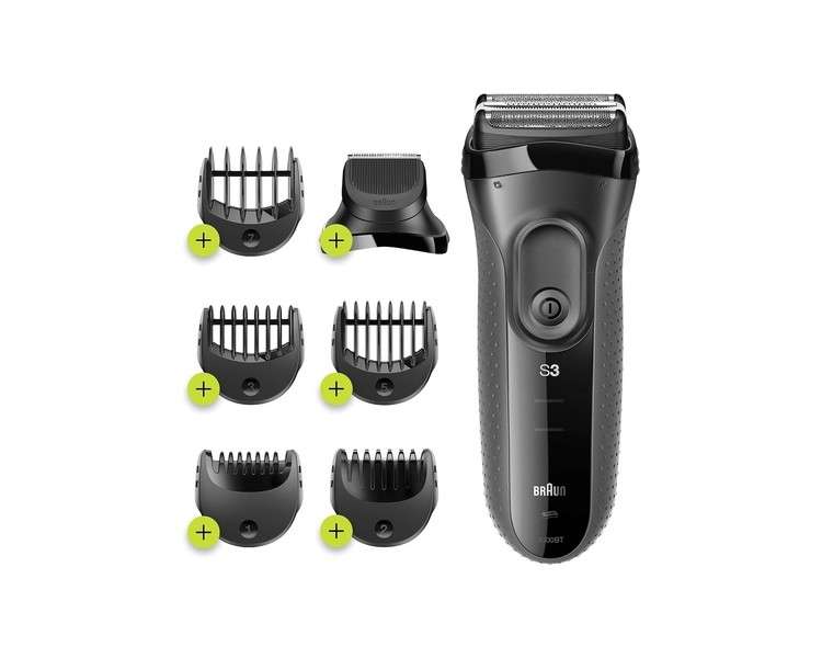 Braun Series 3 3-in-1 Electric Shaver with Beard Trimmer and 5 Comb Attachments - Black/Grey