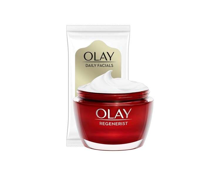 Olay Regenerist Day Cream 50ml + Daily Facials 5 in 1 Cleansing Wipes 7 Count