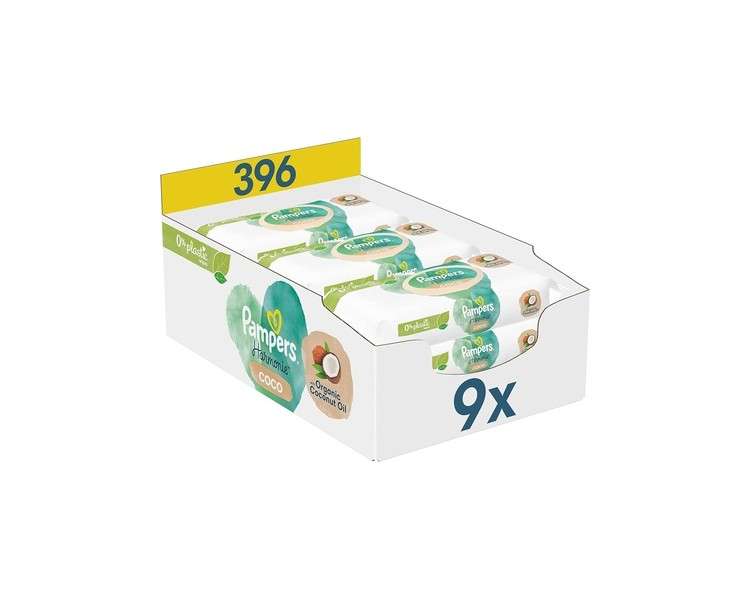 Pampers Harmonie Coco Baby Wipes Box 396 Wipes with Coconut Oil Moisturizing and Protective 44 Pieces - Pack of 9