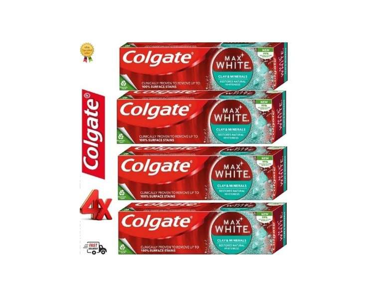 Colgate Max White Clay & Minerals Toothpaste Whitens Teeth 75ml