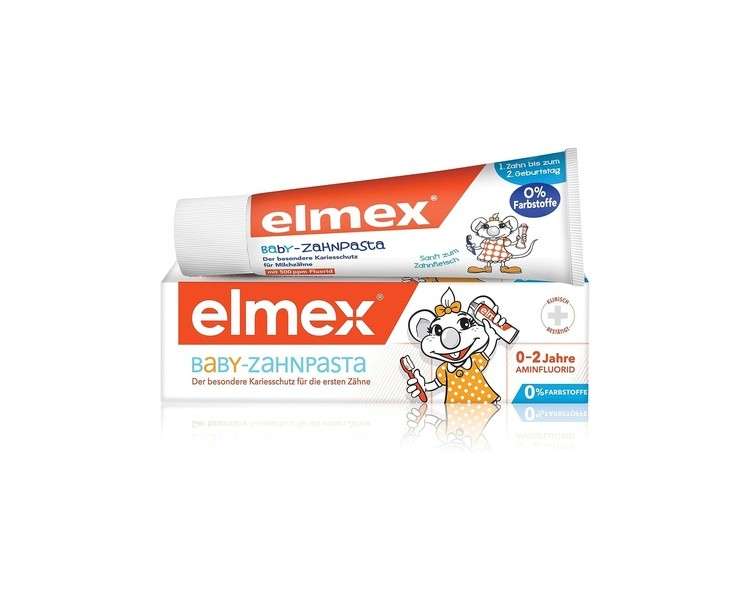 Elmex Baby Toothpaste 0-2 Years 50ml - Special Cavity Protection for Baby's First Teeth - Protects Tooth Enamel and is Gentle on Gums