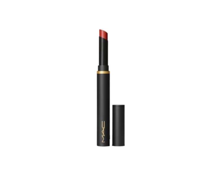 MAC Powder Kiss Velvet Blur Slim Stick Lipstick 877 Devoted To Chili Warm Brick Red