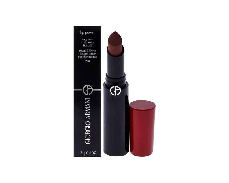 Giorgio Armani Lip Power Longwear Vivid Color Lipstick 203 Mystery for Women 0.11 oz