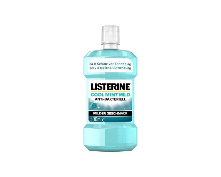 LISTERINE Cool Mint Mild 500ml Antibacterial Mouthwash with Essential Oils Alcohol-Free Perfect Addition to Daily Oral Care