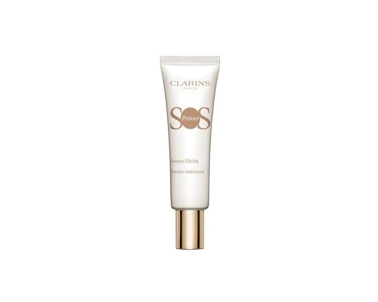 Clarins SOS Makeup Primer White Color Correcting 24H Hydration Hydrating Primer Blurs Imperfections Boosts Radiance and Preps Skin All Skin Types 1.0 Ounce