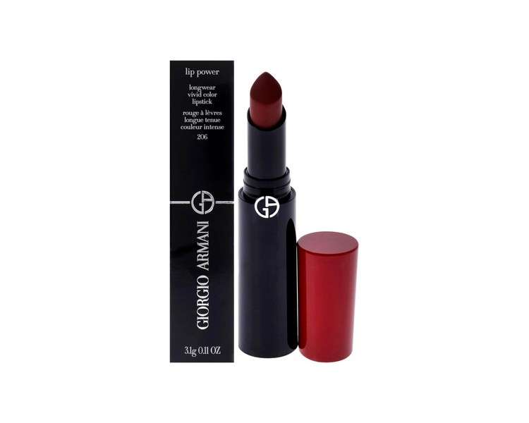 Giorgio Armani Lip Power Longwear Vivid Color Lipstick 206 Cedar for Women 0.11 oz