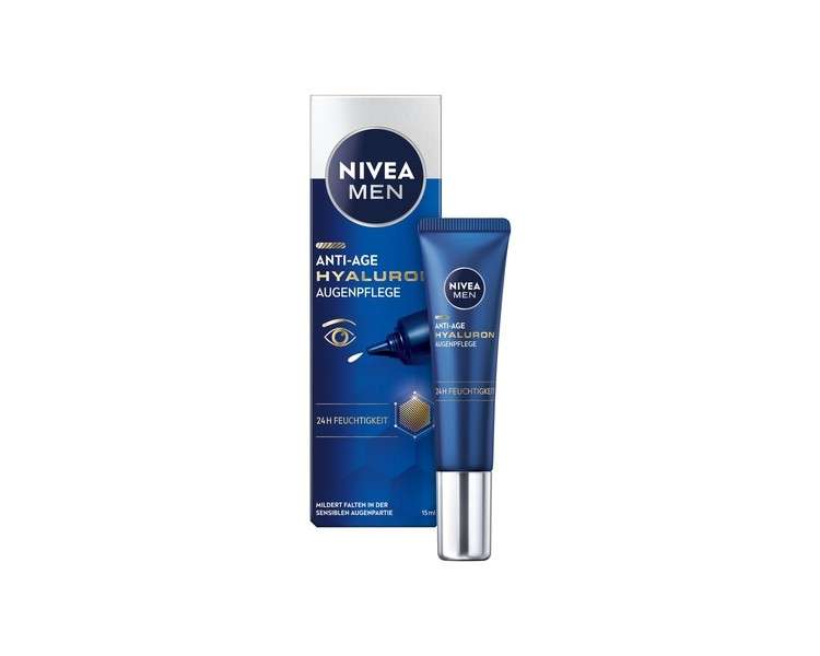 NIVEA MEN Anti-Age Hyaluron Eye Care Firming Eye Cream for Wrinkles and Dark Circles Moisturizing Eye Care with Hyaluron 15ml