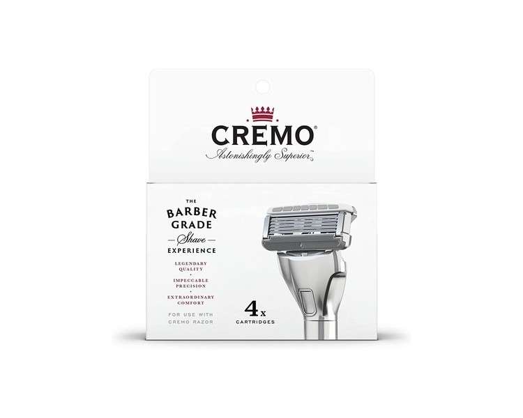 Cremo Barber Grade Razor Blades for Men 4 Refills Silver