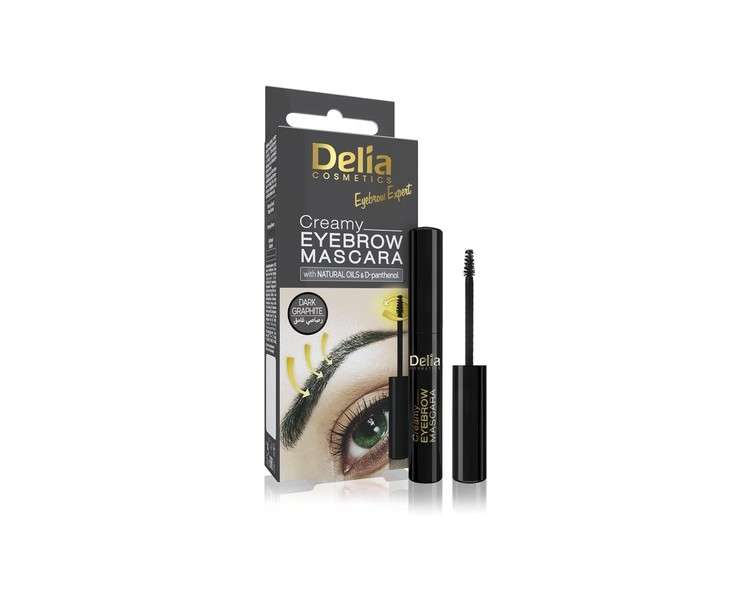 Delia Cosmetics Beige Creamy Eyebrow Mascara with Natural Oils and D-Panthenol Eyebrow Expert Long Lasting Effect Intense Color Vivid Graphite Eyebrows