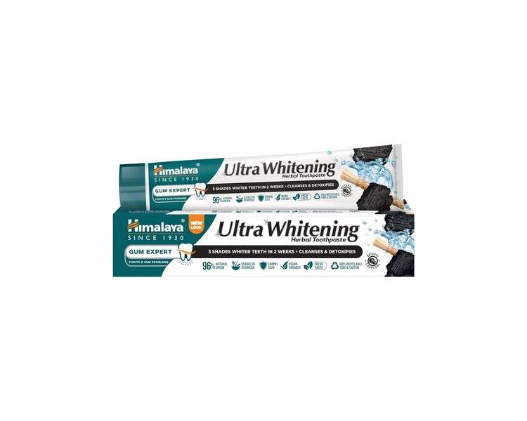 Himalaya Ultra Whitening Toothpaste Herbal Formulation with Activated Coconut Charcoal and Black Seed Oil 75ml