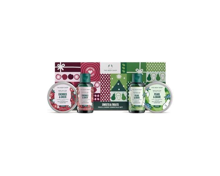 The Body Shop Sweets Treats Pear and Cherry Essential Gift Body Butter 50ml Shower Gel 60ml - Pack of 4