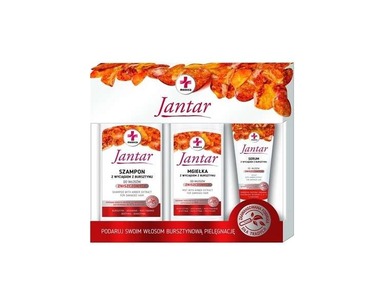 Jantar Medica Gift Set Shampoo 330ml, Mist 200ml, Serum 30ml for Damaged Hair