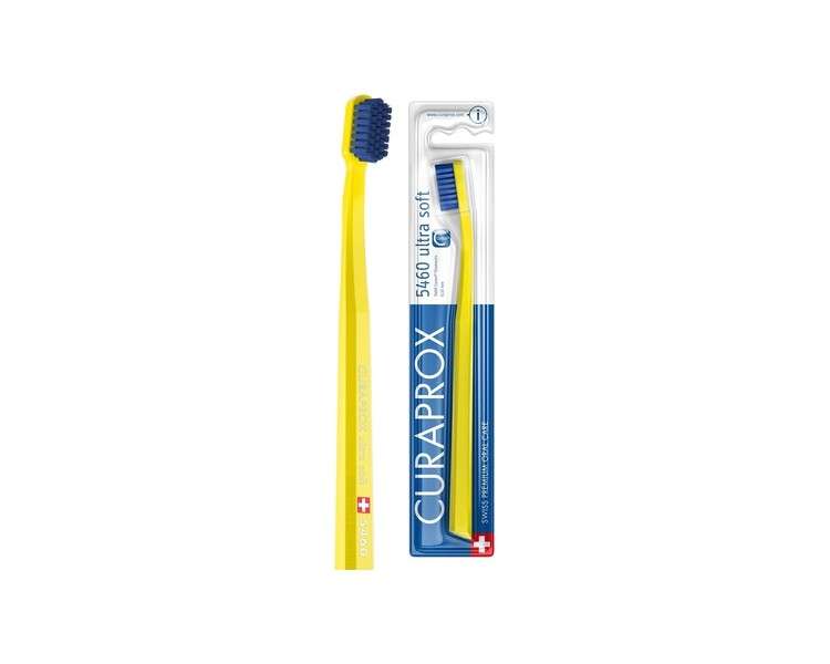 Curaprox CS 5460 Ultra Soft Toothbrush for Adults with 5460 Ultra Soft CUREN Bristles Yellow-Blue