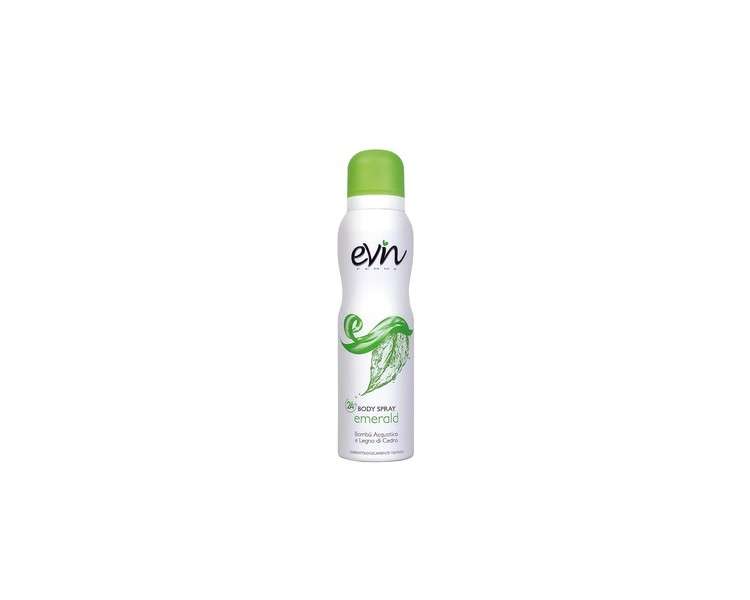 Evin Femme Deodorant for Women Spray Emerald Aquatic Bamboo and Cedarwood 24h Active Formula Dermatologically Tested 150ml