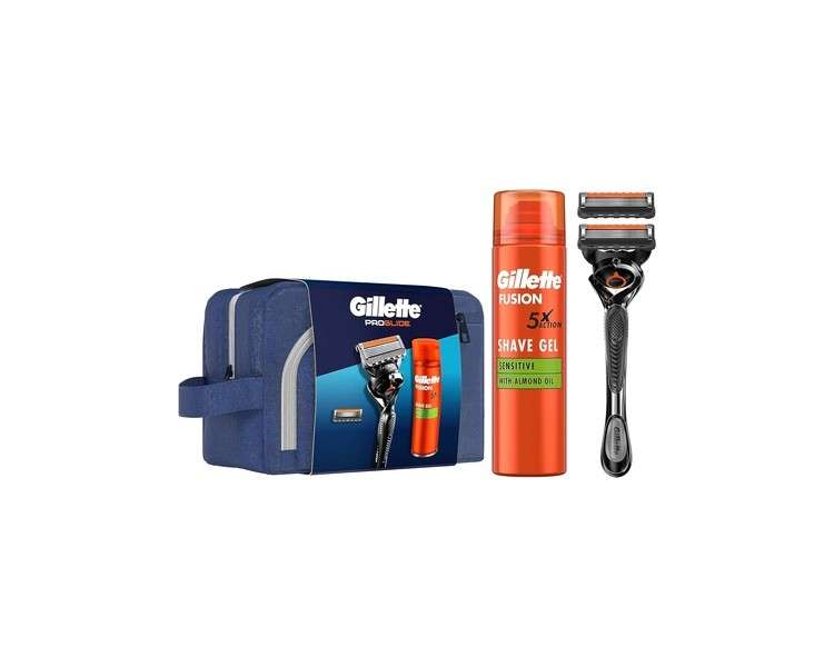 Gillette ProGlide Men's Wet Razor Gift Set with 1 Replacement Blade and Fusion Ultra Sensitive Shaving Gel 200ml