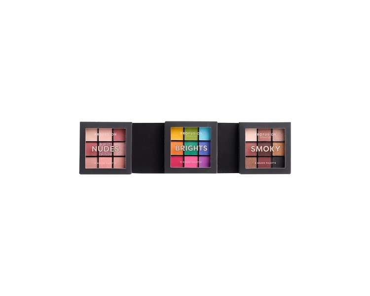 Profusion Cosmetics Ultimate Collection 3 Piece Multi Finish 9 Shade Shadow Palette Collection