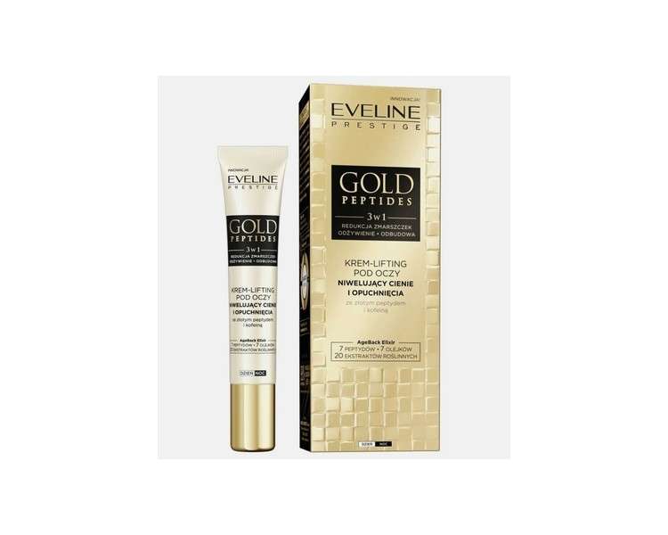 EVELINE Gold Peptides 3in1 Eye Lifting Cream for Dark Circles and Puffiness