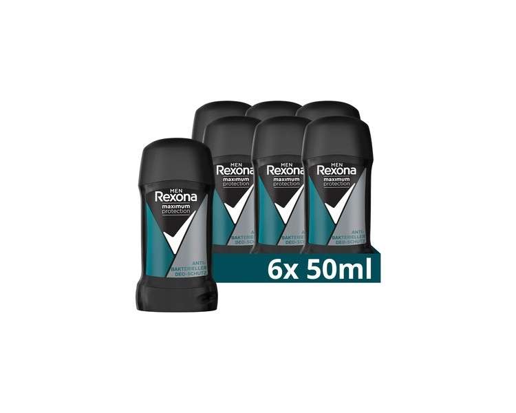 Rexona Men Maximum Protection Anti-Perspirant Deo Stick Antibacterial Deodorant with 3x Protection Against Heavy Sweating and Body Odor 6x 50ml