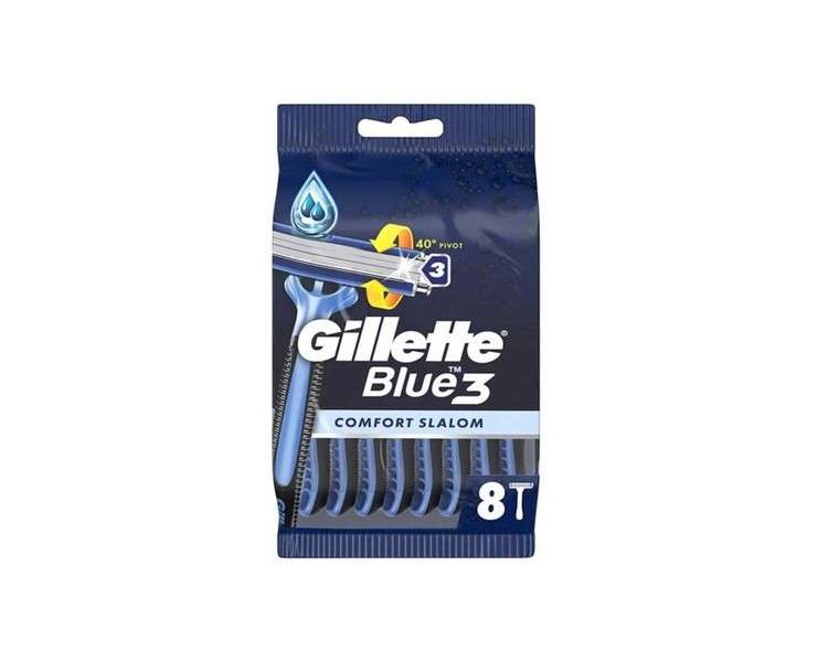 Blue 3 Comfort Slalom Shaving Machines 8pcs Gillette